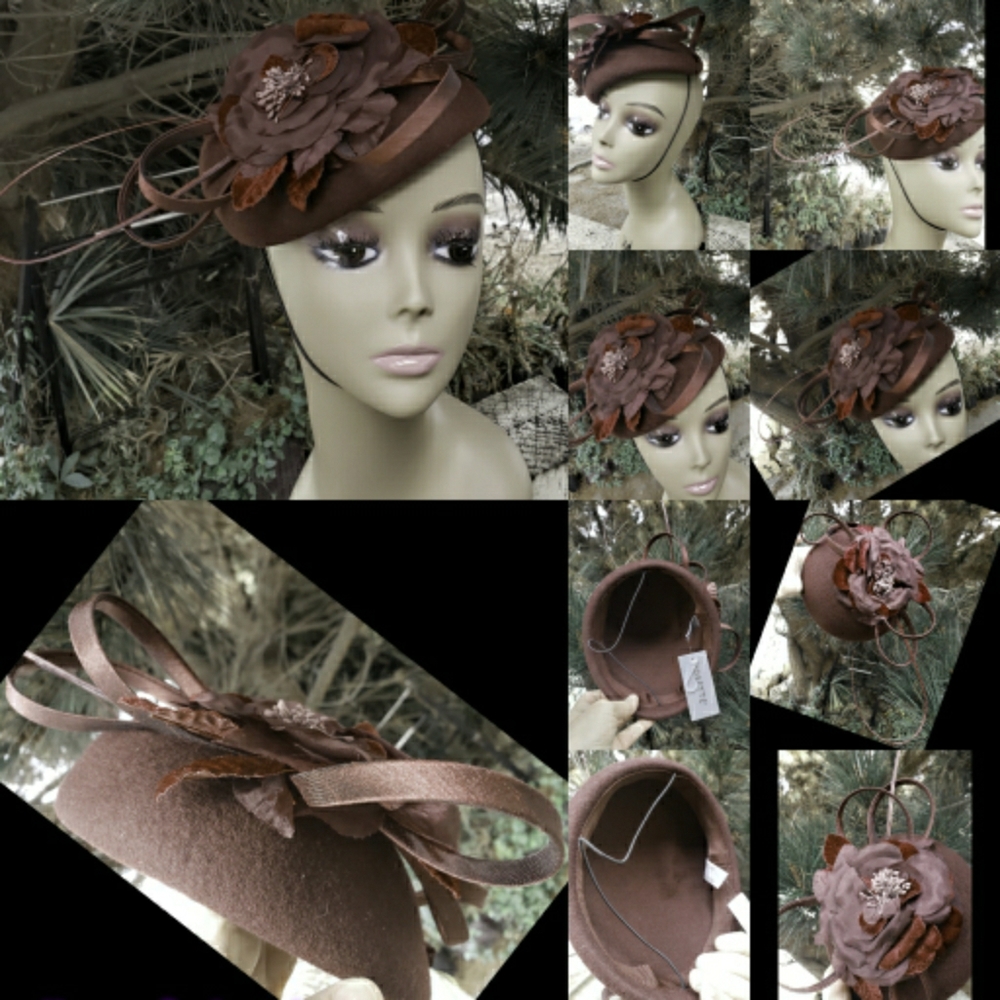 NWT Josette Facinator Cloche Vintage 20's-60's Retro Brown Floral Hat